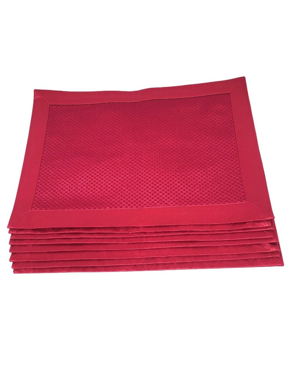 Placemats Set of 8 Cinnabar Woven Placemats Checkered Texture Red Cintage